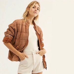 Free People Dolman Quilted Knit Jacket - Myrrh